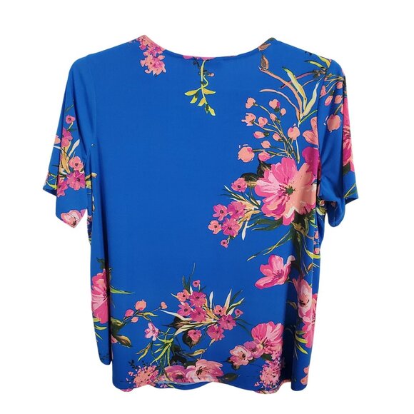 Susan Graver Size 1XLP 1XL Petite Top Floral Liquid Knit ShirtTail Hem Tropical - Picture 3 of 8